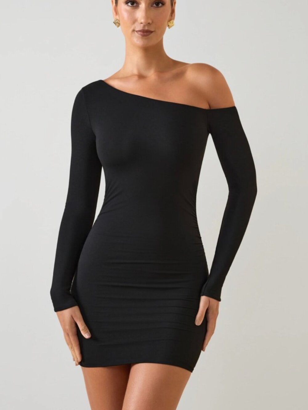 Oh Polly Black One Shoulder Bodycon Mini Dress – NWT